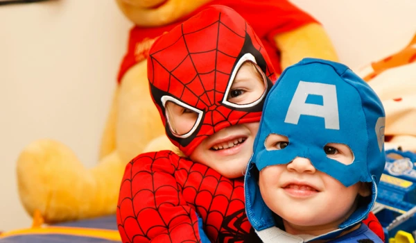 Kids Dressed Up As Superheroes