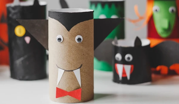 Toilet Paper Rolls Decorated As Halloween Characters