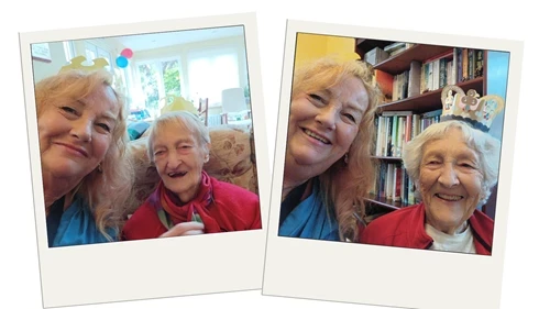 Resident and staff enjoying the coronation