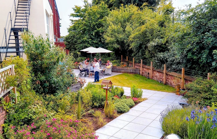 Patio garden at Lear House, West Kirby CH48 5DT