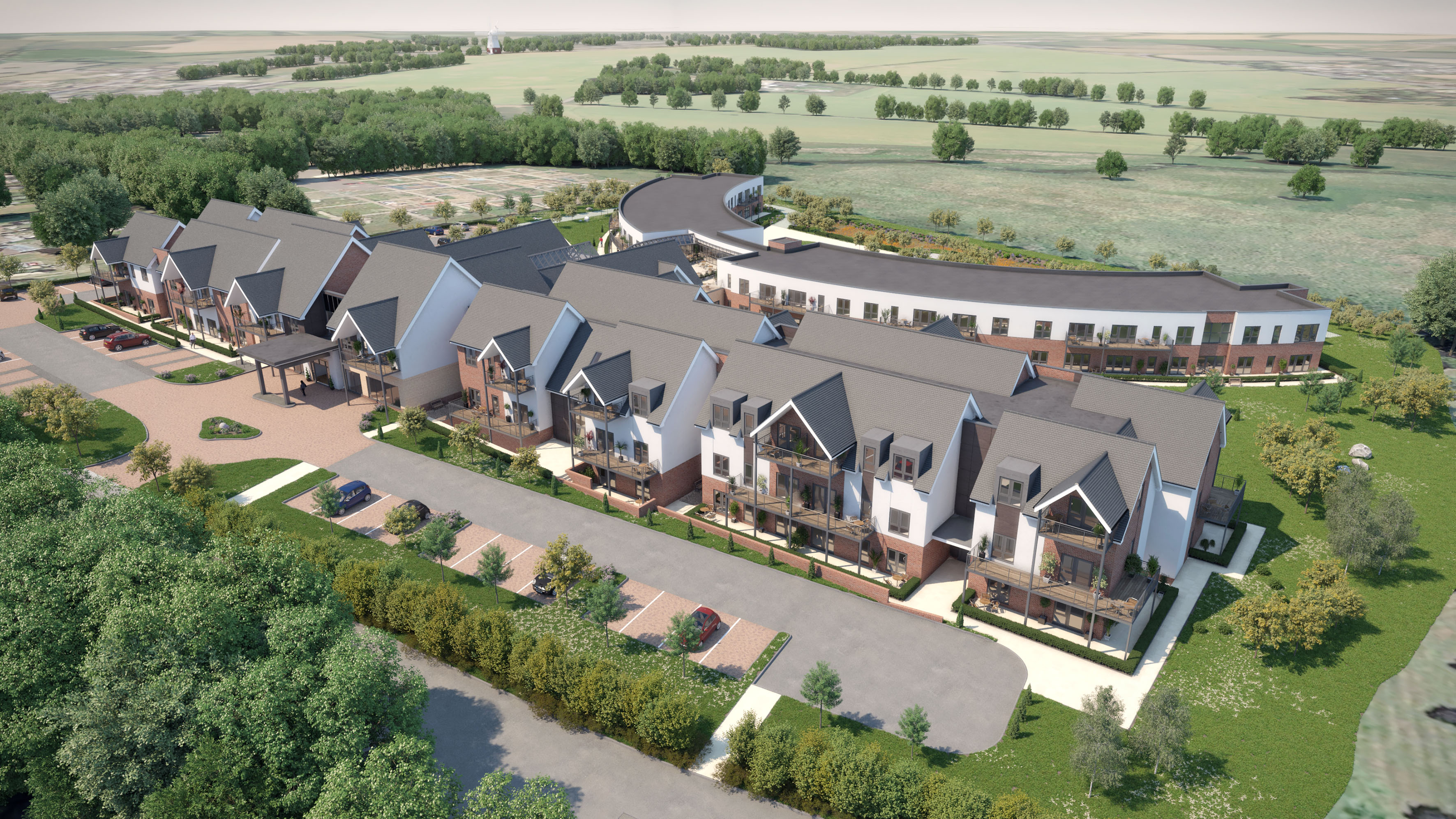 Artist's impression of the layout of Polly's Field Village, Braintree CM7 5XD