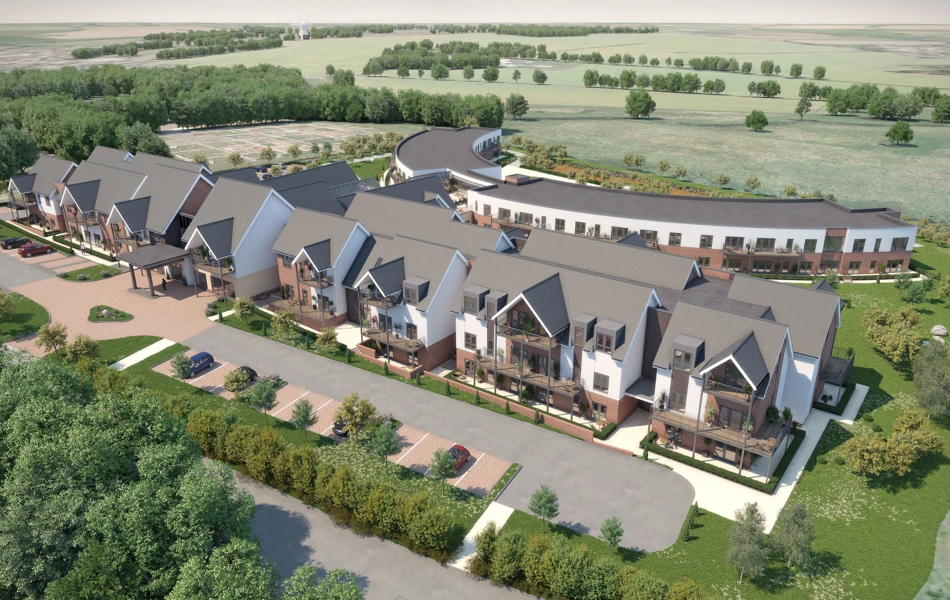 Artist's impression of the layout of Polly's Field Village, Braintree CM7 5XD