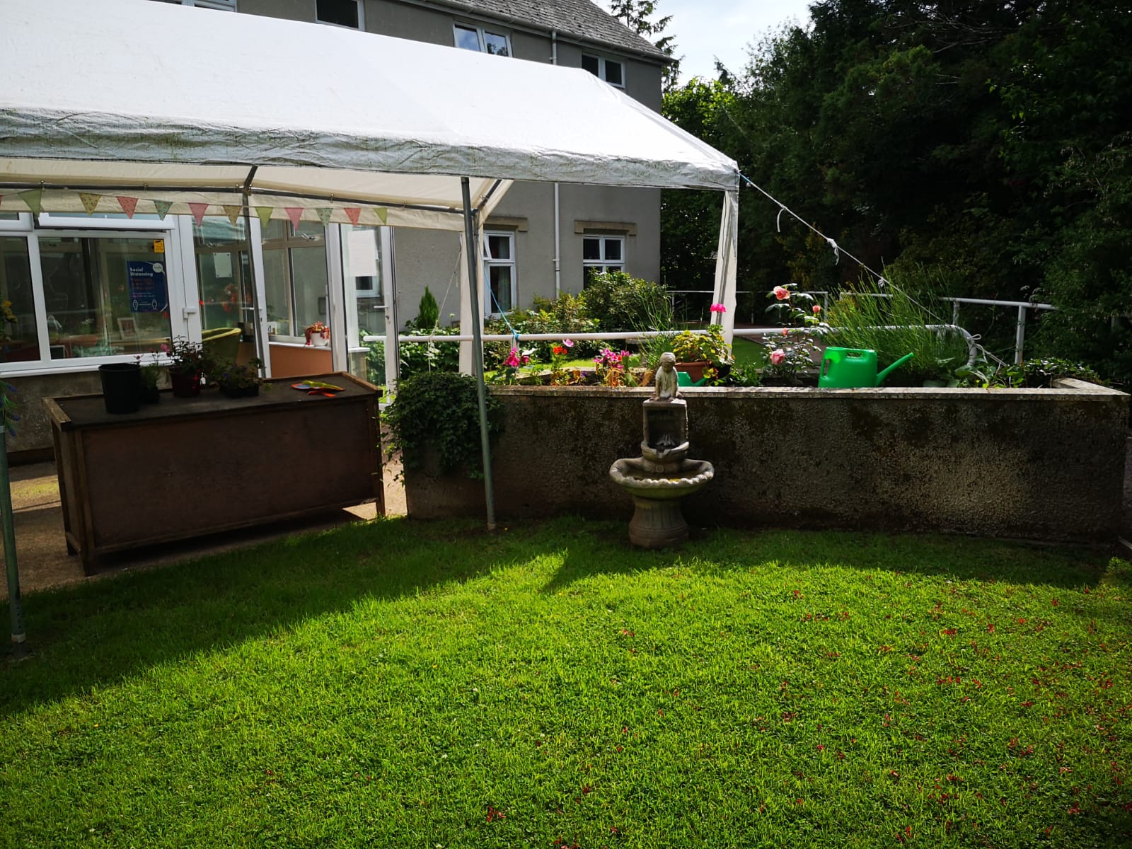 A marquee ready for a garden party at Hill House