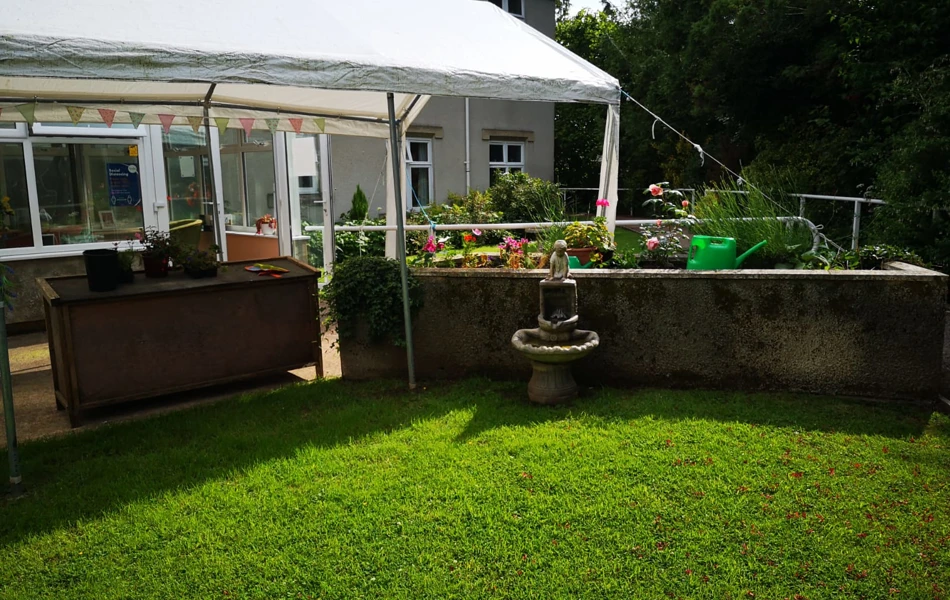 A marquee ready for a garden party at Hill House