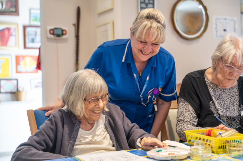 Residents And Staff Enjoy An Arts And Crafts Session At Winton House