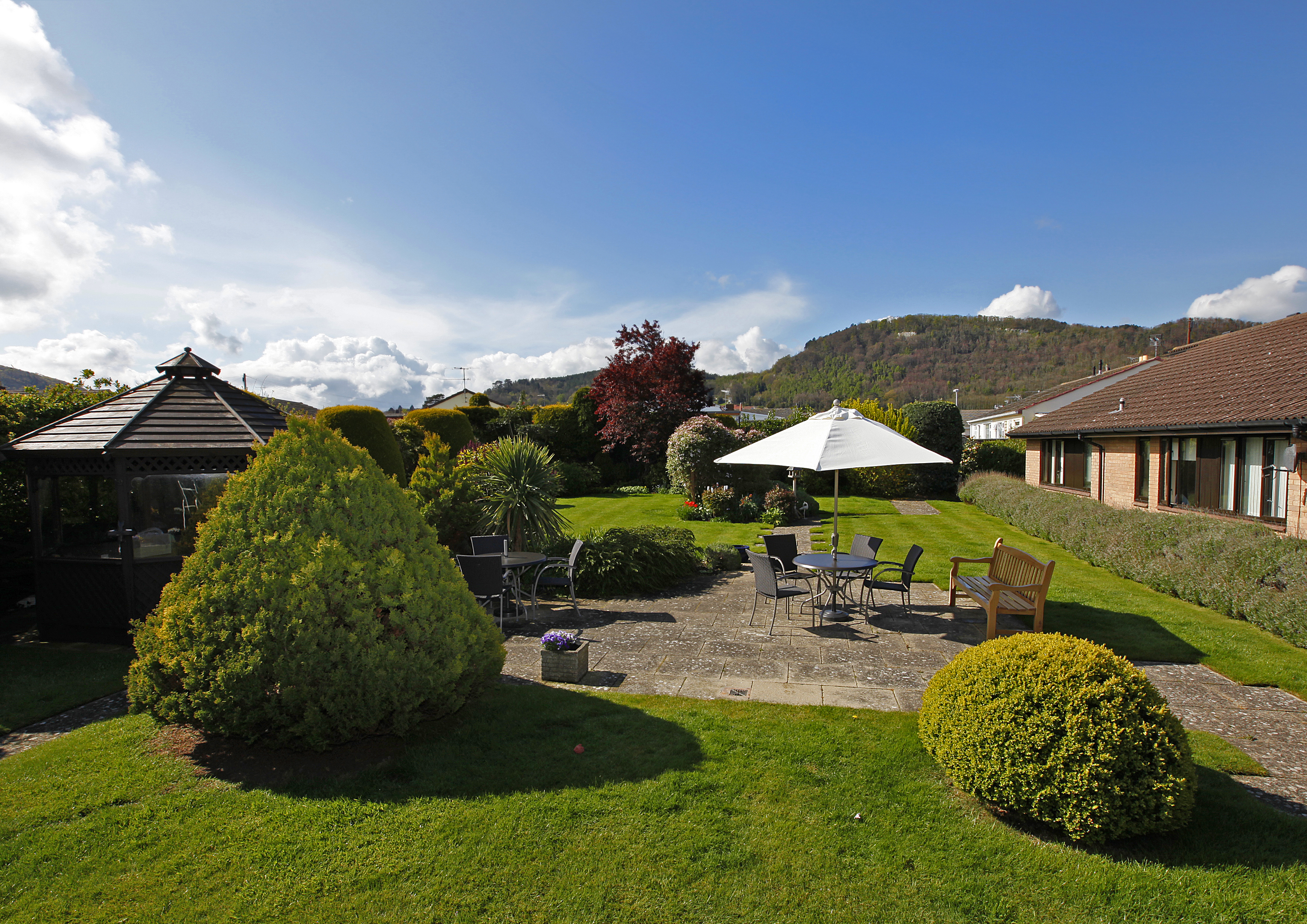 Landscaped gardens at Abbeyfield House, Abergele LL22 7EW