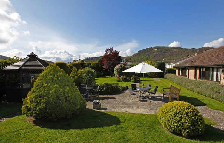 Landscaped gardens at Abbeyfield House, Abergele LL22 7EW