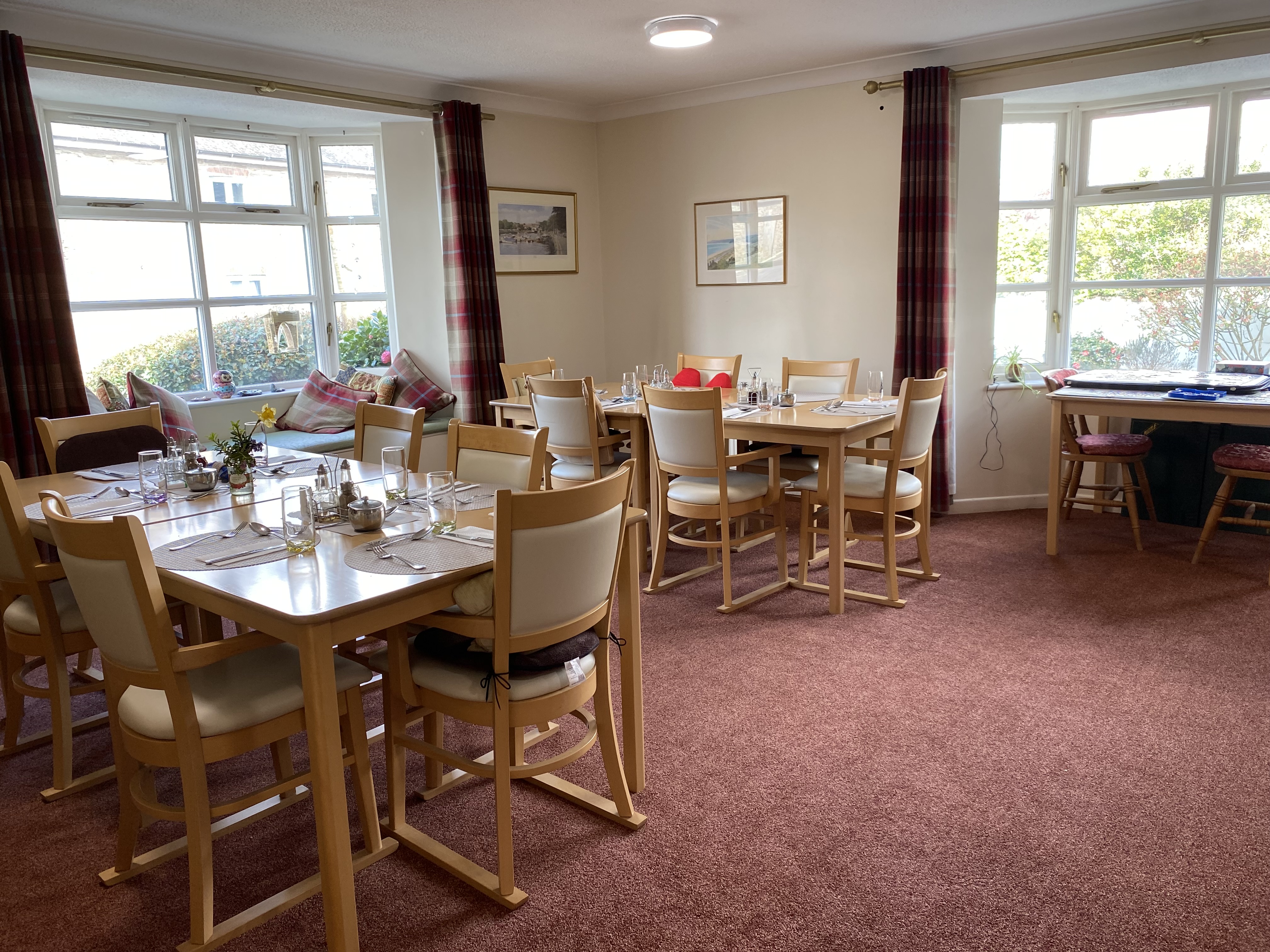 Communal dining room at Abbeyfield House, Kingsbridge TQ7 1RL