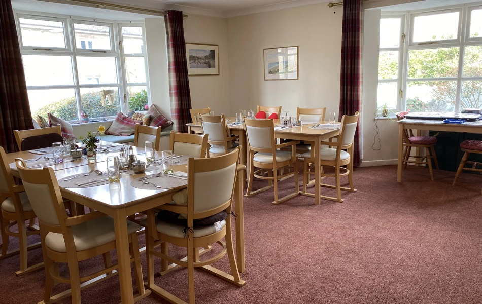 Communal dining room at Abbeyfield House, Kingsbridge TQ7 1RL