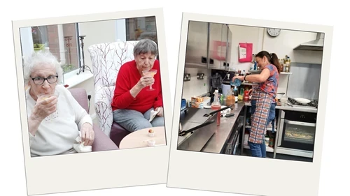 Residents celebrating the coronation with pimms