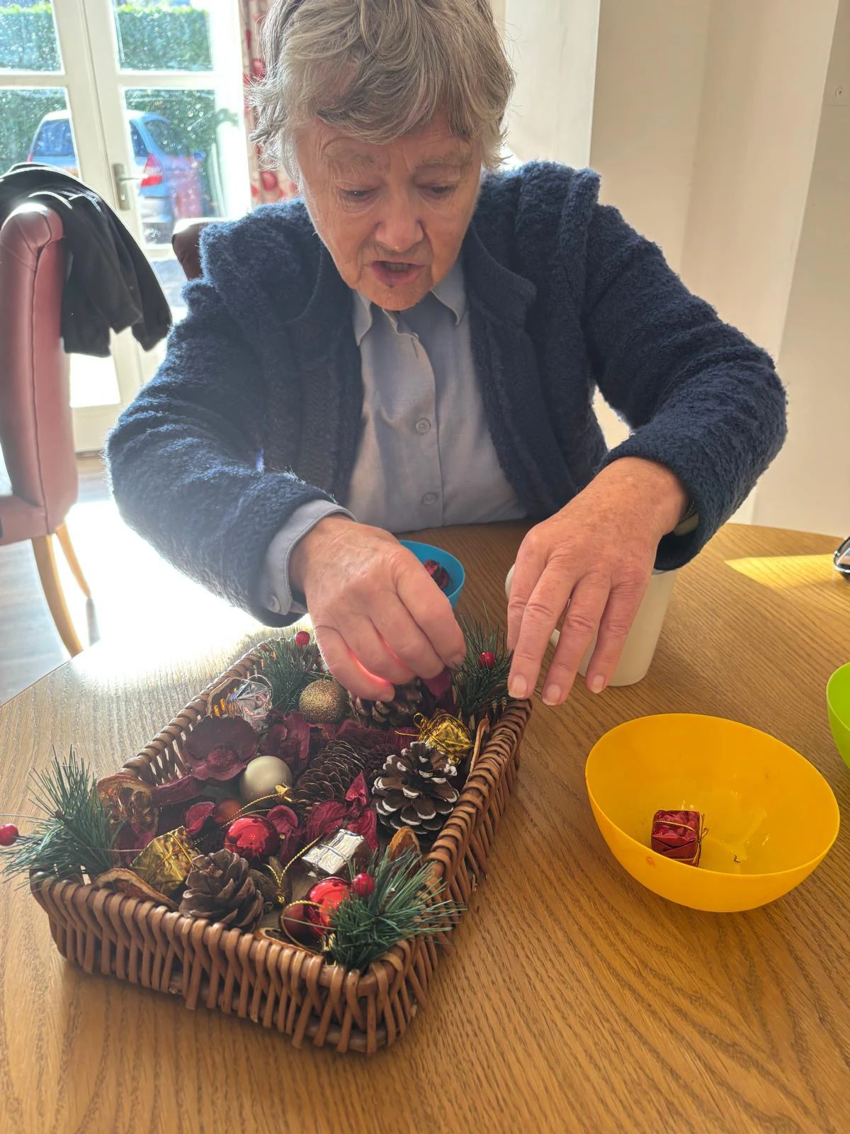 Resident creating Xmas decorations