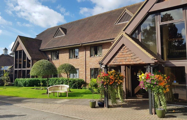 Front entrance with flower pots to Bradbury House, Beaconsfield, Buckinghamshire