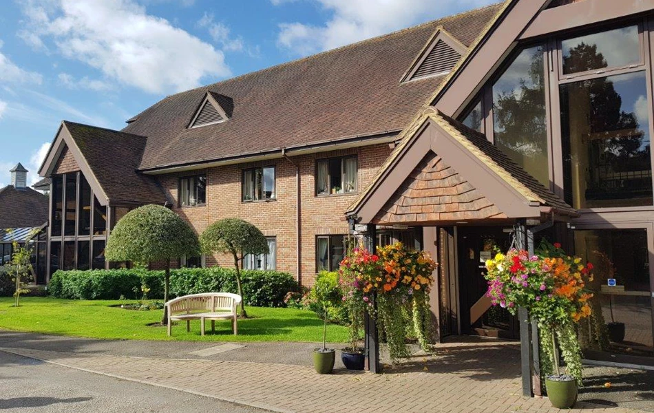 Front entrance with flower pots to Bradbury House, Beaconsfield, Buckinghamshire