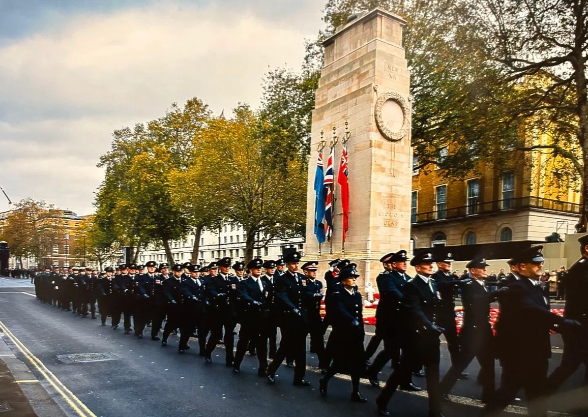 Phil marching in the parade