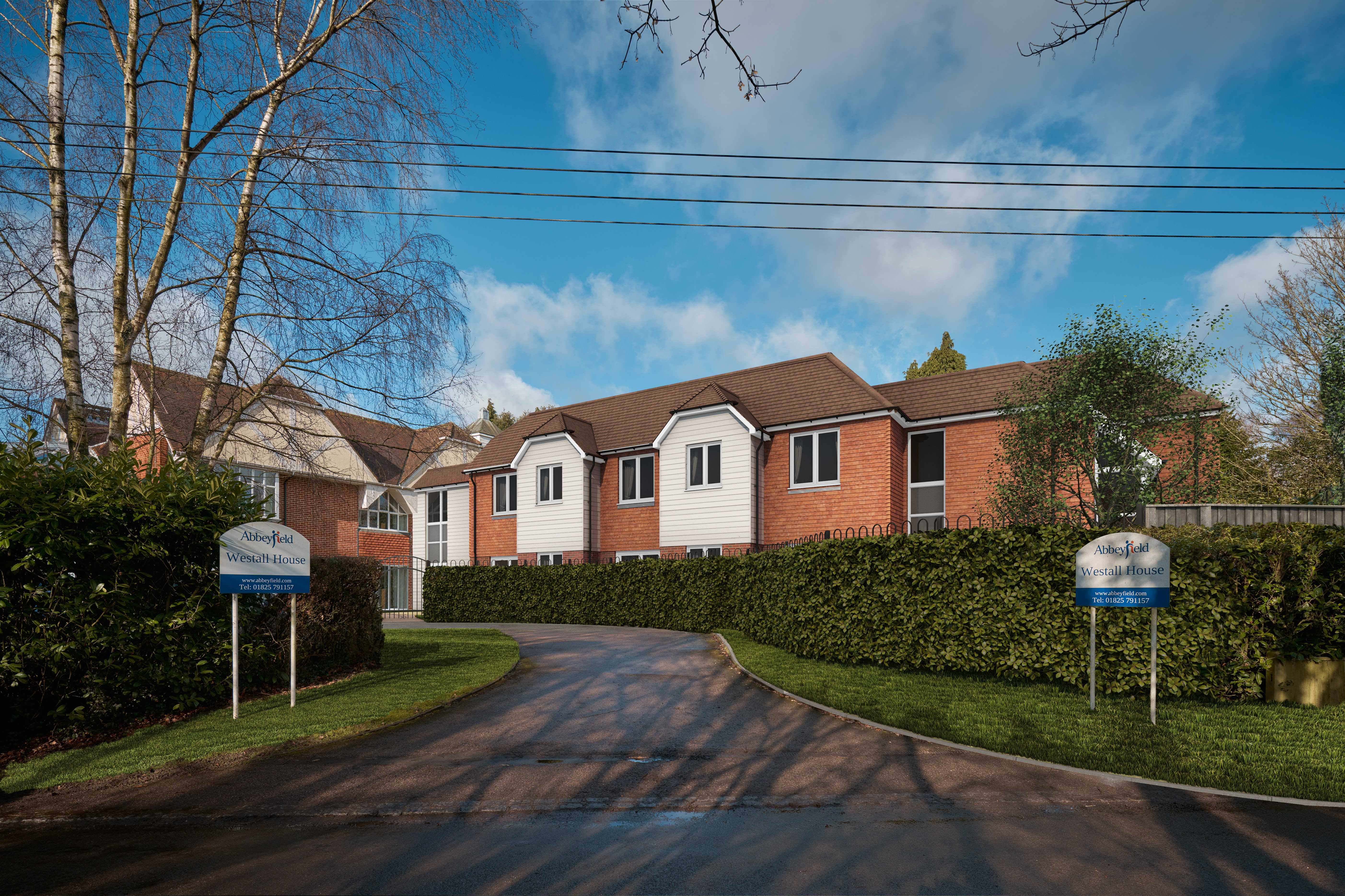 Front exterior view of Westall House, a dementia care home in Horsted Keynes