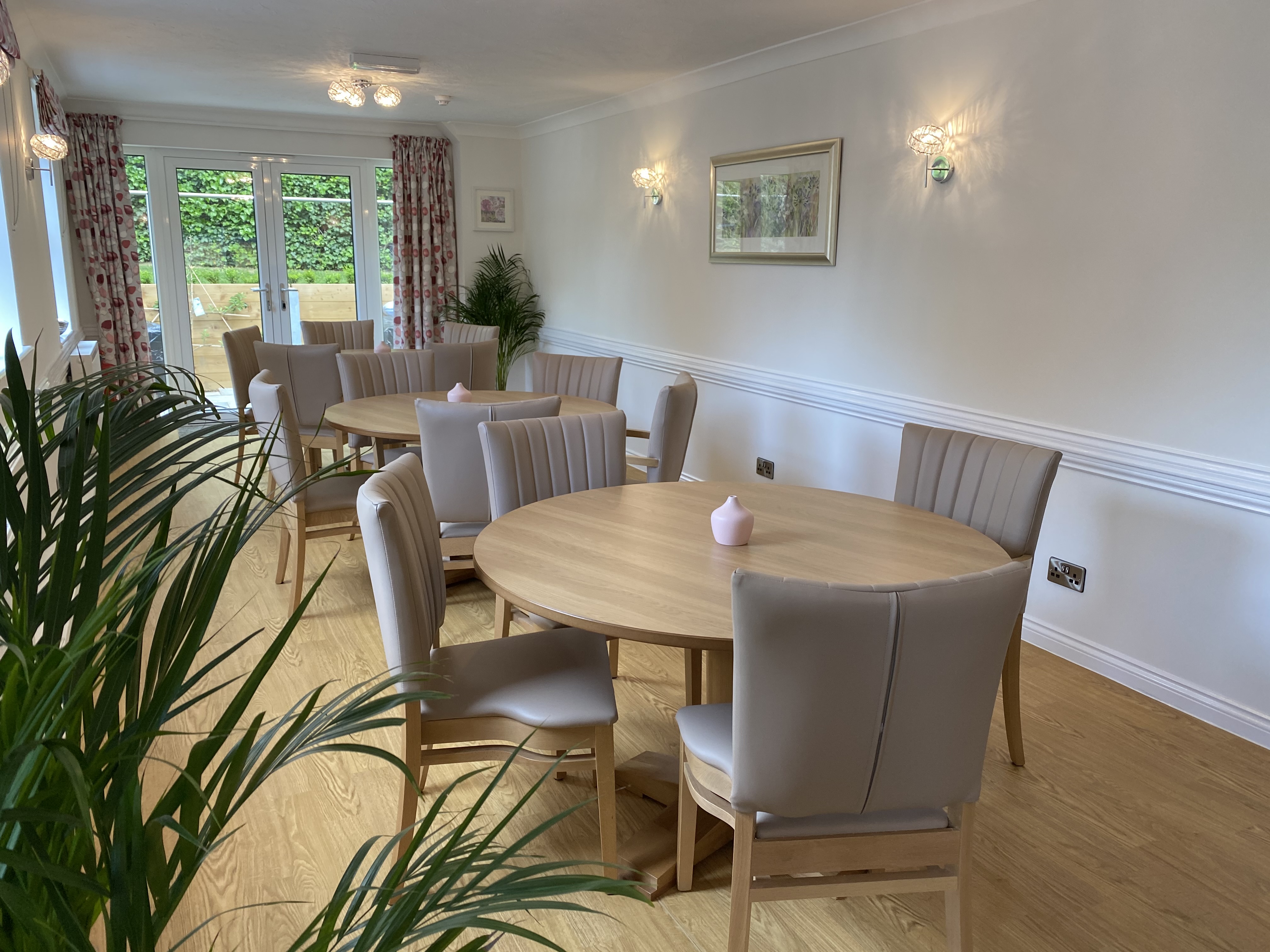 The bright modern dining room at Harleston House