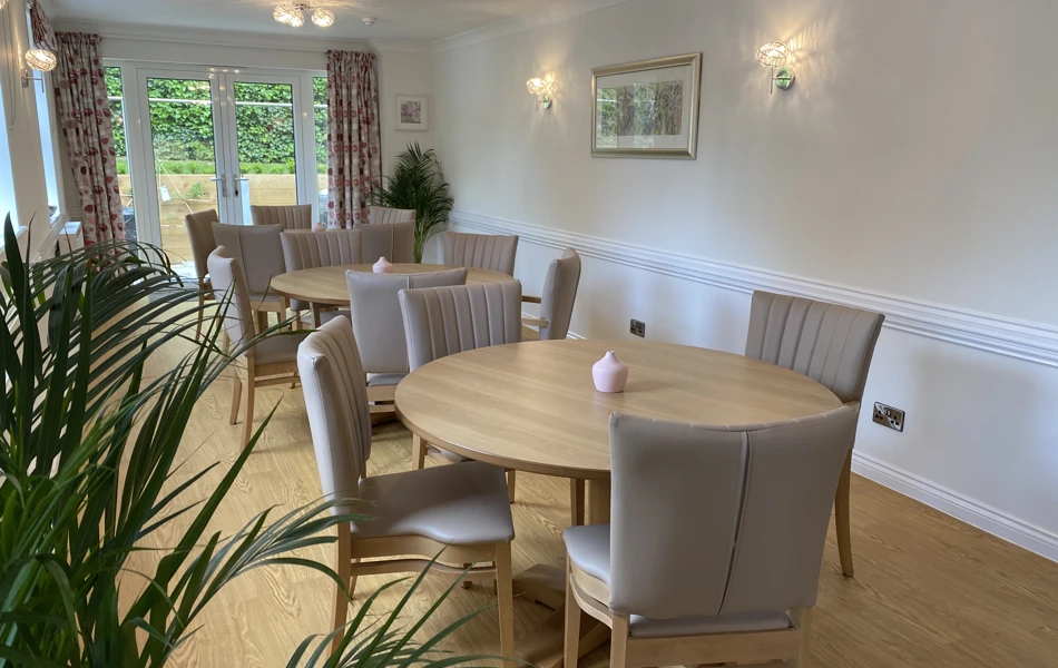 The bright modern dining room at Harleston House