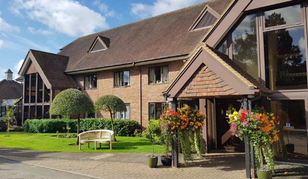 Front entrance with flower pots to Bradbury House, Beaconsfield, Buckinghamshire