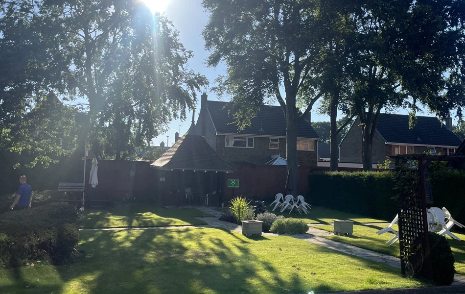Garden patio at Sir Charles Starmer House, Darlington DL3 8PD