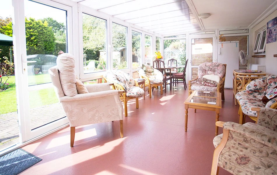 The inside of conservatory at Abbeyfield House, Basildon SS14 1PG