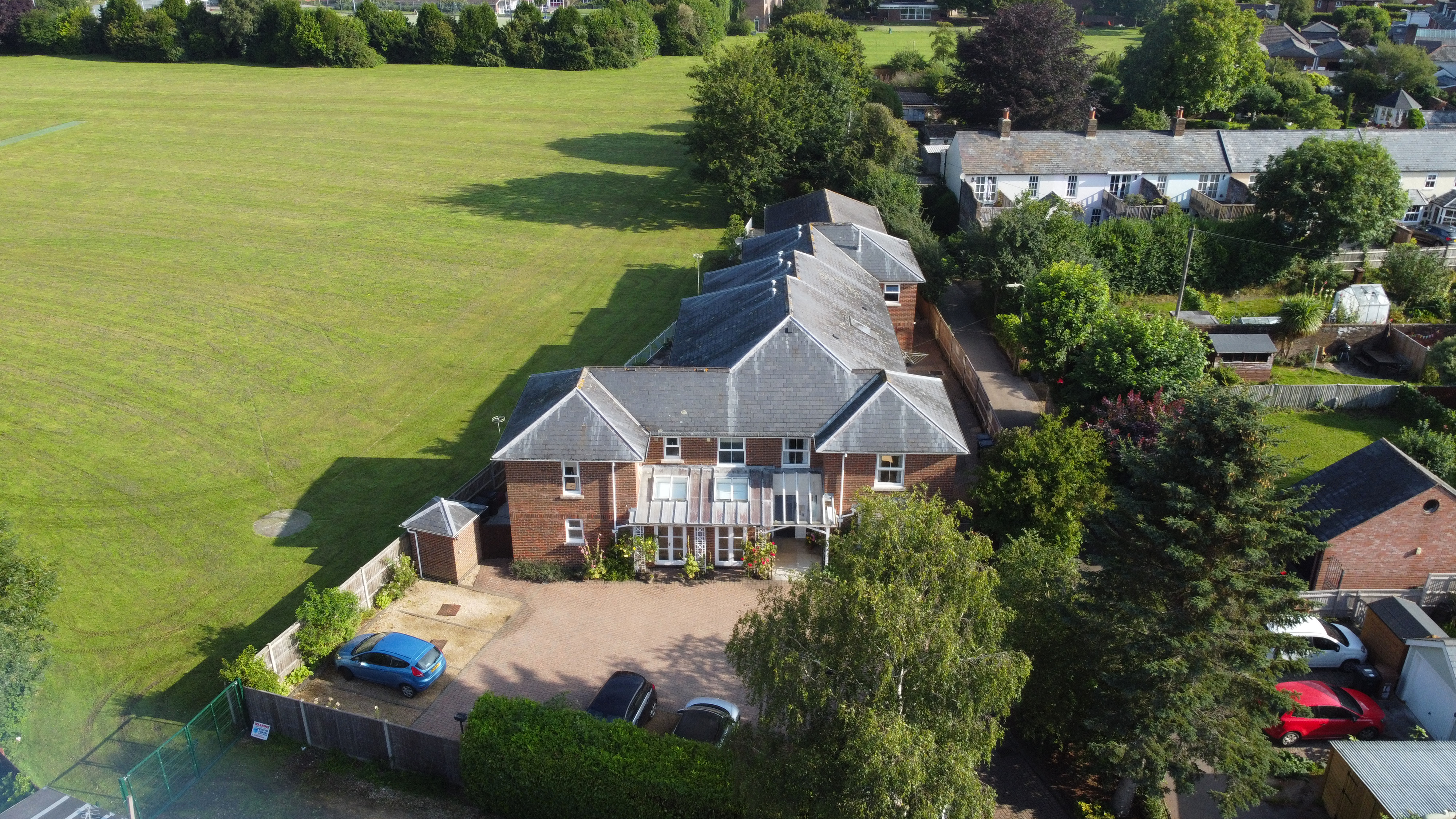 Ariel view of  Abbeyfield House and garden at Romsey