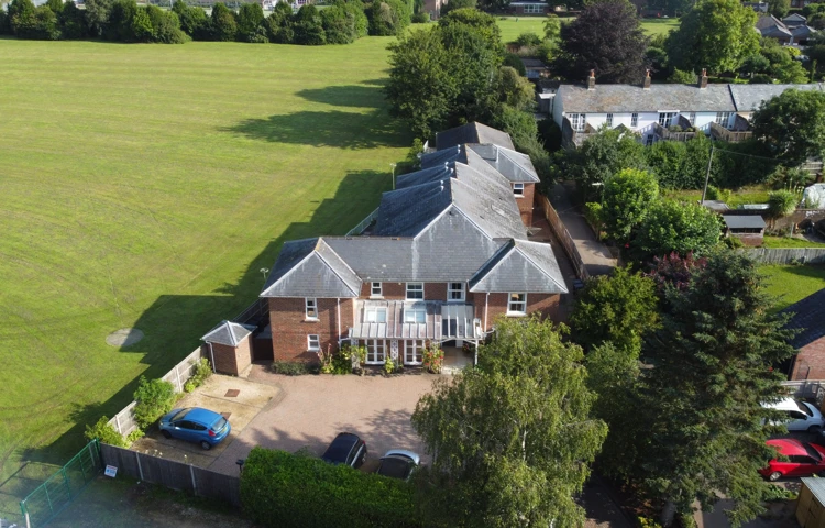 Ariel view of Abbeyfield House and garden at Romsey