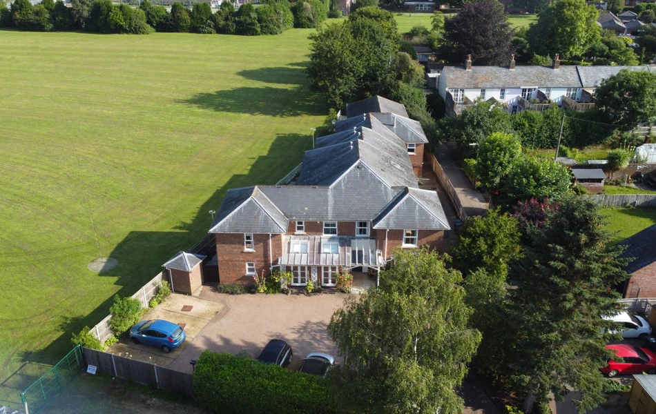 Ariel view of Abbeyfield House and garden at Romsey