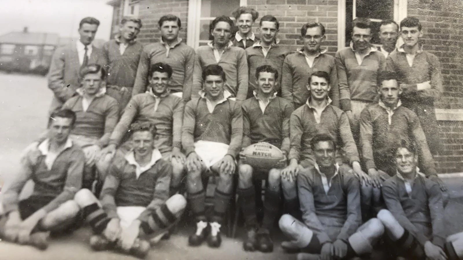 Brians rugby team photo, pictured in the 1950s