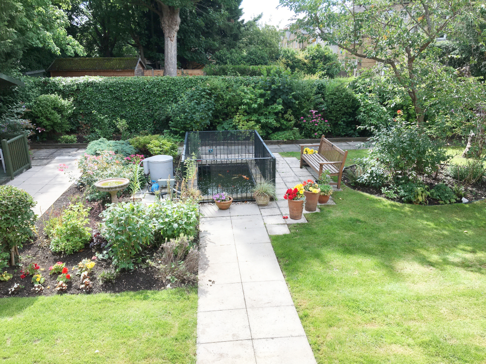 Paved area in the garden at Rider House, Loughton IG10 4LT