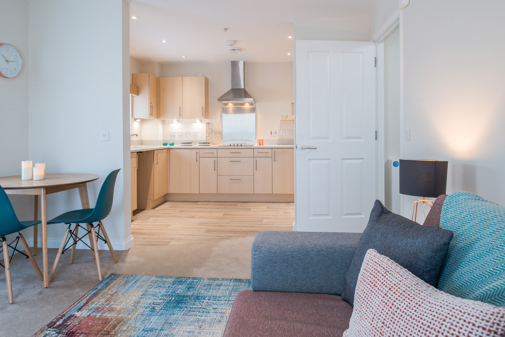 Seating area and modern kitchen at Hope Bank View