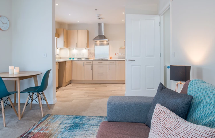Seating area and modern kitchen at Hope Bank View