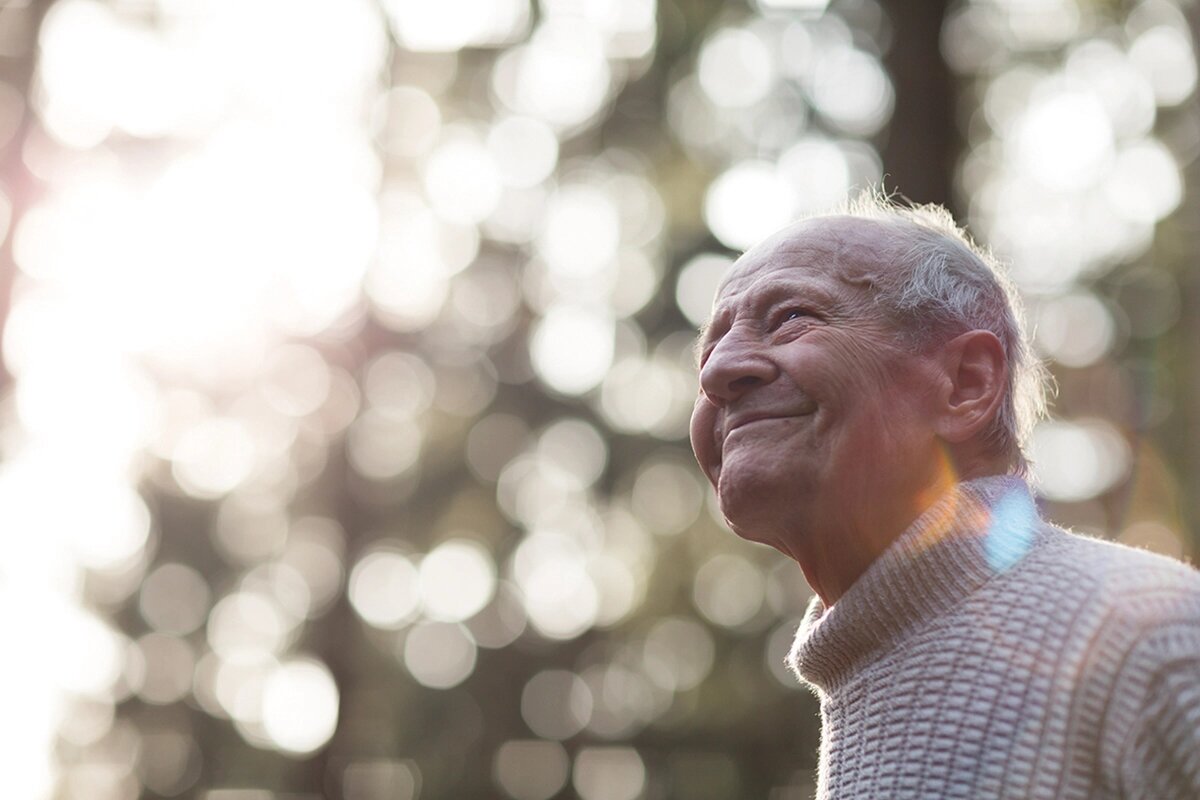 Smiling Older Man Enjoying The View