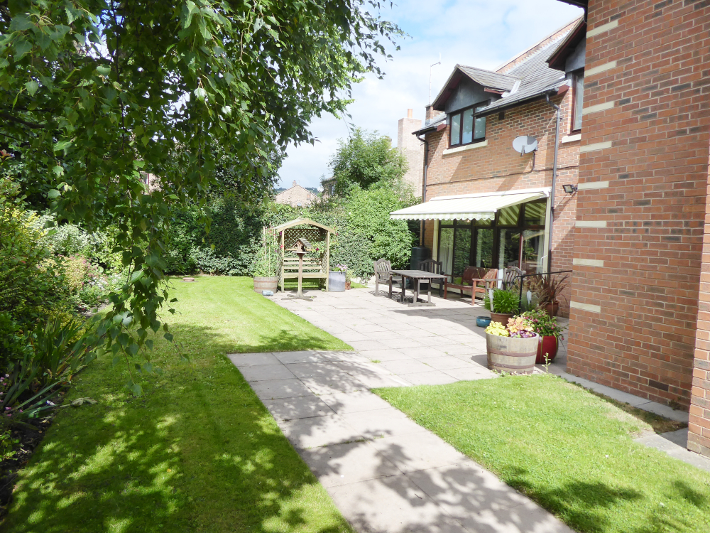 Rear garden at Abbeyfield House, Bishops Castle SY9 5PA