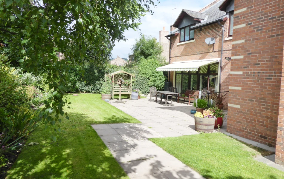 Rear garden at Abbeyfield House, Bishops Castle SY9 5PA