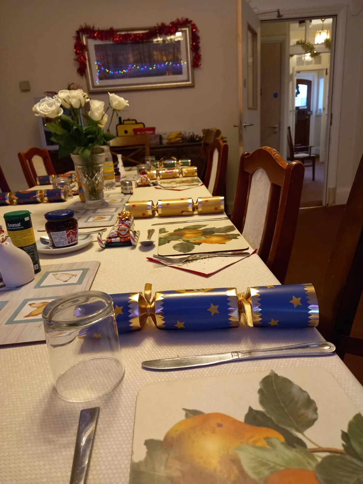 Xmas dining room setting at Lade House