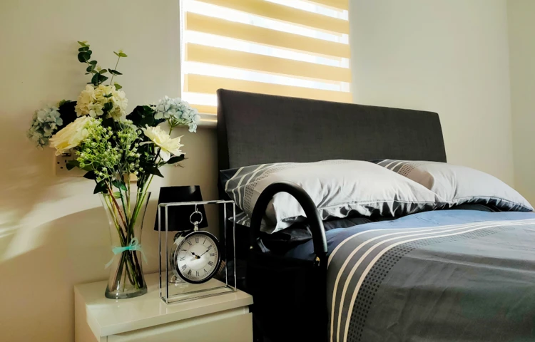 Bright, modern resident room at St Mary's House