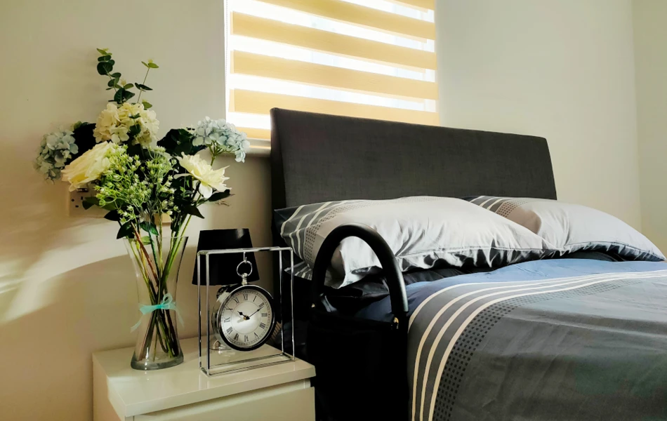 Bright, modern resident room at St Mary's House