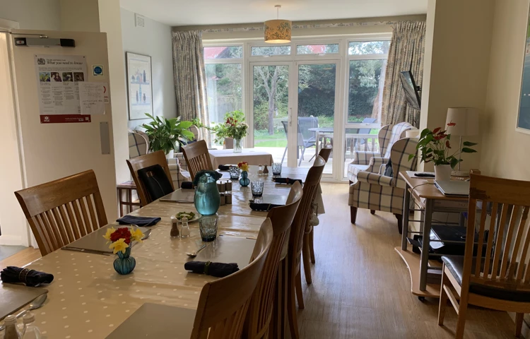 Communal dining area where residents at Abbeyfield House, Dulwich can come together to share mealtimes