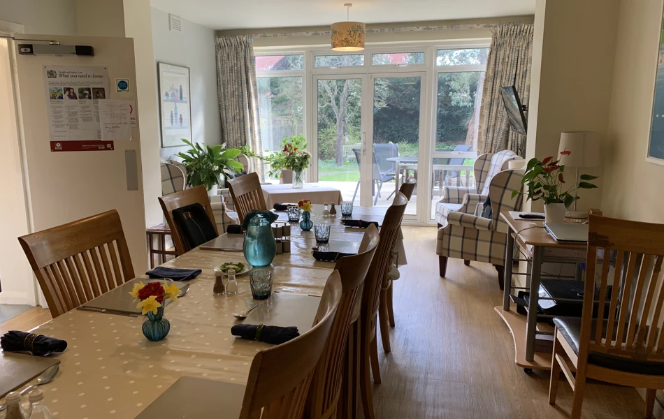 Communal dining area where residents at Abbeyfield House, Dulwich can come together to share mealtimes