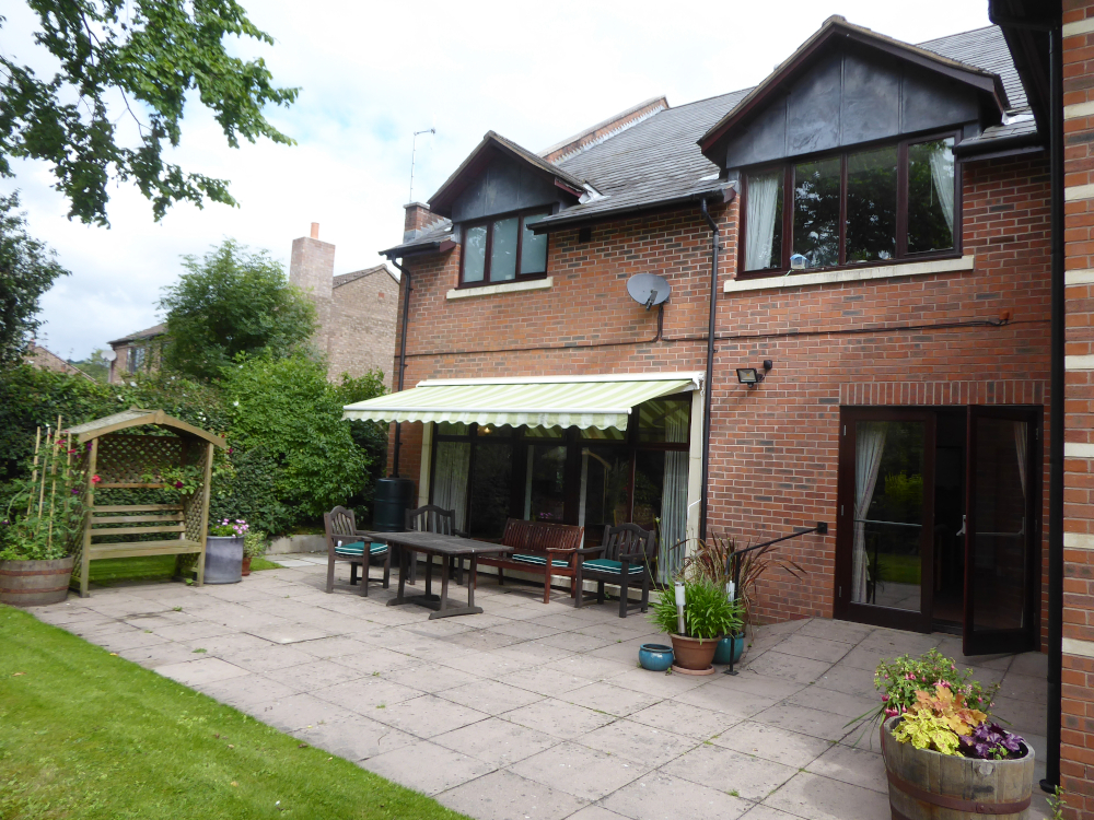Rear patio of Abbeyfield House, Bishops Castle SY9 5PA