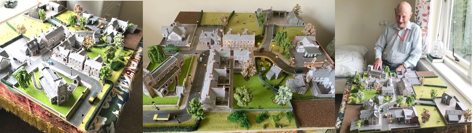 Collection of pictures showcasing Bernard's miniature village