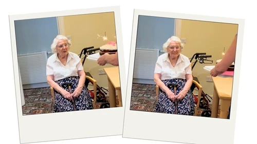 Resident waiting at the table for afternoon tea