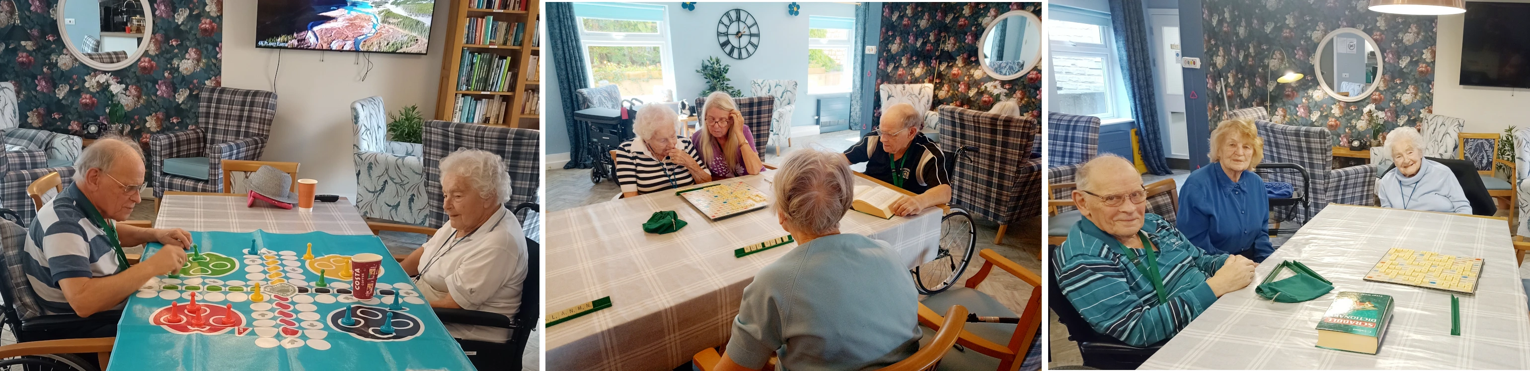 Collage of photos showing activities at Abbeyfield House in Clitheroe