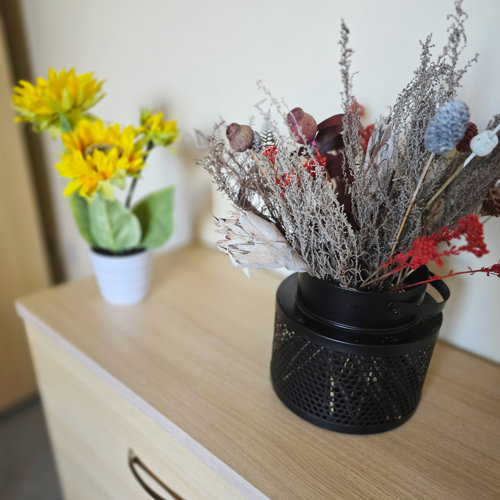 Flowers In Pots On Side Cabinet At Downing House, M20 4PP