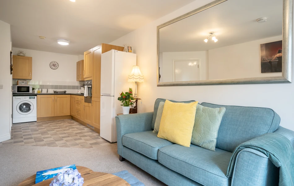 Lounge and kitchenette at Hampton House, Solihull B91 2QT