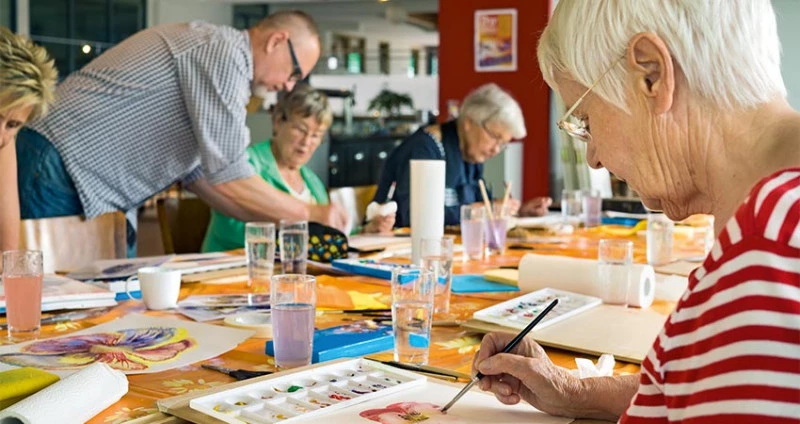 Residents Taking Part In Arts And Crafts At Nonsuch Abbeyfield