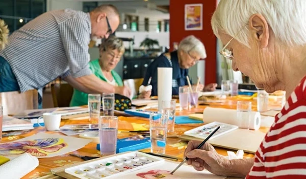 Residents Taking Part In Arts And Crafts At Nonsuch Abbeyfield