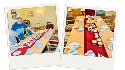 Table laid out for afternoon tea