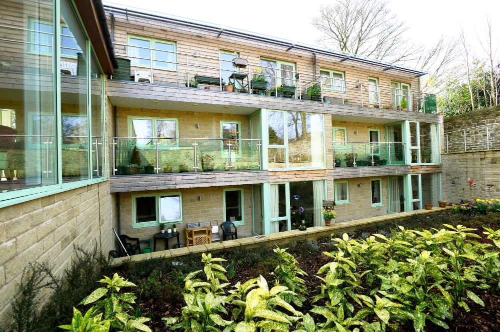 A view of the rooms and their glass balconies modern independent living at Ing Royde,